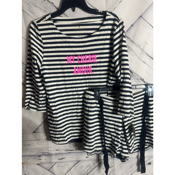 Women's kate spade Pajama Set, Size L, Black and White - Picture 2 of 8